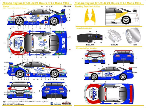 SKデカール SK24238 1/24 日産 スカイライン GT-R LM ル・マン24時間 1995 ニスモ #22 (タミヤ用)