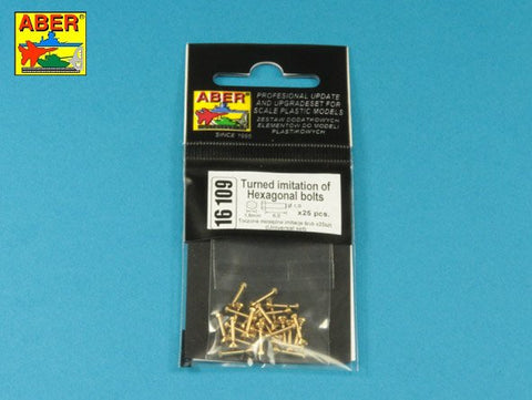 アベール 16109 1/16 六角ボルト真鍮削りだし(1.6x6.0mm) 25個