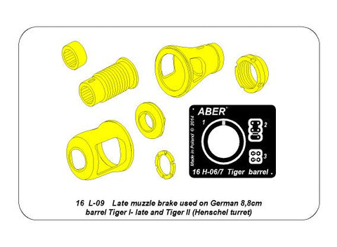 アベール 16L09 1/16 ドイツ キングタイガー ヘンシェル砲塔・タイガーI後期型用マズルブレーキ(タミヤ・トランペッター用)