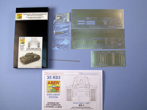 アベール 35K03 1/35 ロシア KV1増加装甲型フィンランド 仕様ボックスフルセット(トランペッター用)