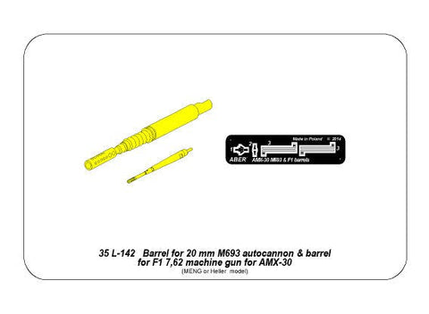 アベール 35L142 1/35 フランス AMX30用 20mm/M693機関砲・F1 7,62mm機関銃銃身(MENG用)