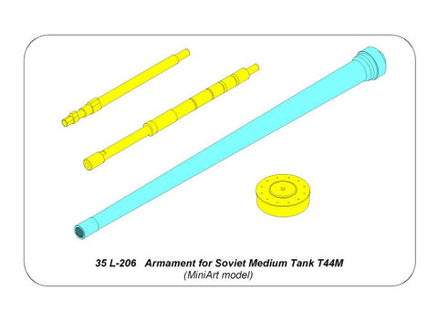 アベール 35L206 1/35 ロシア T44M中戦車用 主砲身・機銃身セット(ミニアート用)