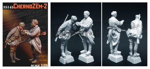 ブラボー6 35145 1/35 WWII ロシア チェルノーゼム#2 タバコを吸う2人の赤軍兵士