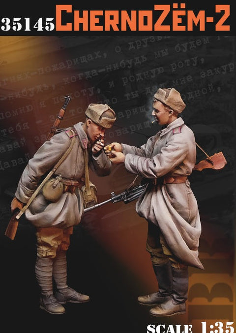 ブラボー6 35145 1/35 WWII ロシア チェルノーゼム#2 タバコを吸う2人の赤軍兵士