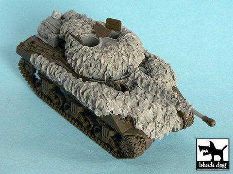 ブラックドッグ T48046 1/48 イギリス M4シャーマン戦車ファイアフライ 麻布テープ・カモフラージュネット