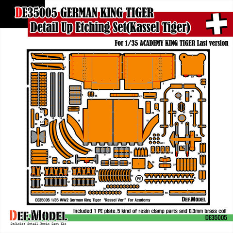 DEFモデル DE35005 1/35 キングタイガー ディテールアップエッチングパーツセット(アカデミー用)