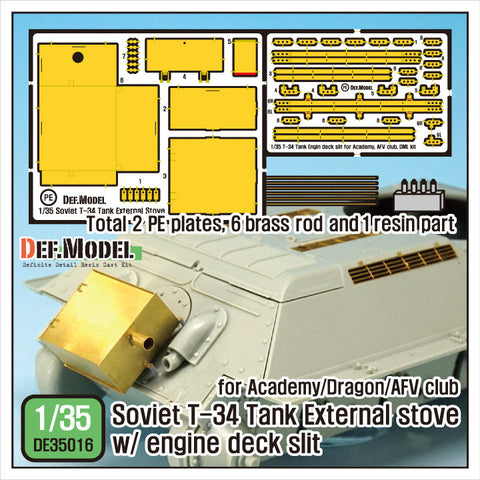 DEFモデル DE35016 1/35 T-34 外付けストーブ・エンジンデッキスリットセット(アカデミー/ドラゴン用)