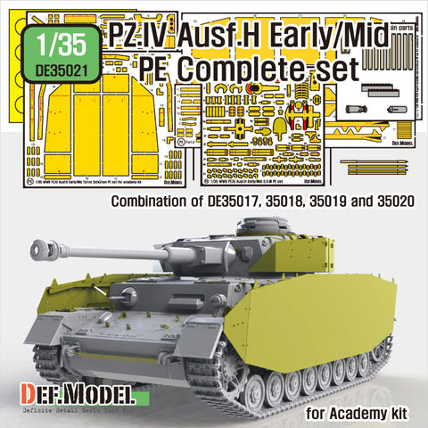 DEFモデル DE35021 1/35 IV号戦車H型初期-中期 エッチングパーツコンプリートセット (アカデミー/ 他キット用)