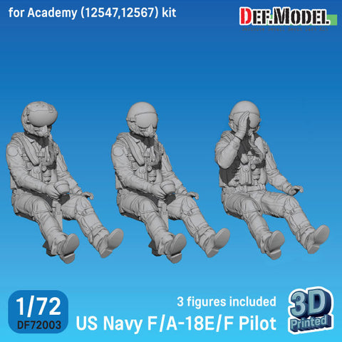 DEFモデル DF72003 1/72 アメリカ海軍 F/A-18E/F パイロットセット(3体) (アカデミー用)