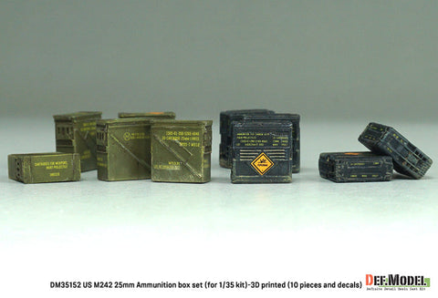 DEFモデル DM35152 1/35 アメリカ M242 ブッシュマスター 弾薬箱セット (10個,デカール付き)