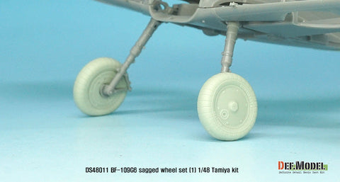 DEFモデル DS48011 1/48 メッサーシュミット Bf109G-6自重変形タイヤセット1 (タミヤ/ 他キット用)
