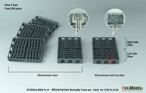 DEFモデル DT35004 1/35 WWII ドイツ III号戦車用 40cm可動履帯セット 冬季用ヴィンターケッテ (各社対応)