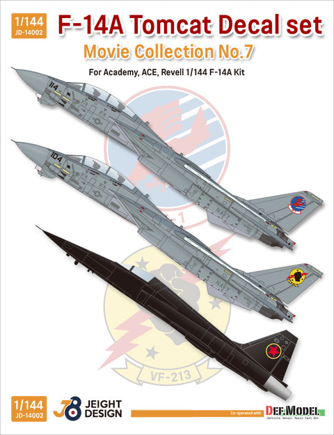 DEFモデル JD14002 1/144 F-14A トムキャット デカールセット- ムービーコレクション No.7(レベル/エース / アカデミー用)