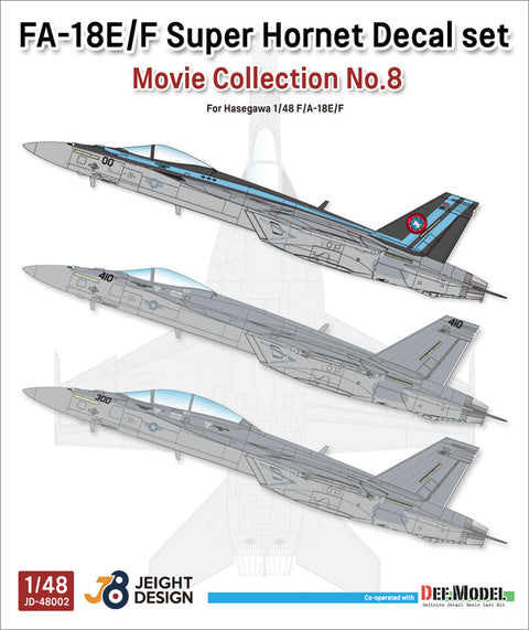 DEFモデル JD48002 1/48 F/A-18E/F スーパーホーネット デカールセット - ムービーコレクション No.8 (ハセガワ用)