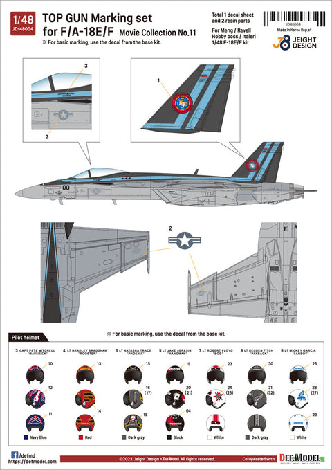 DEFモデル JD48004 1/48 F/A-18E/F スーパーホーネット デカールセット - ムービーコレクション No.11 フィギュア2体付き