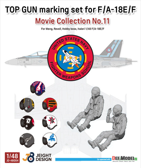 DEFモデル JD48004 1/48 F/A-18E/F スーパーホーネット デカールセット - ムービーコレクション No.11 フィギュア2体付き