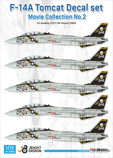 DEFモデル JD72001 1/72 F-14A デカールセットムービーコレクション No.2 ジョリーロジャース 1978 (アカデミー用)