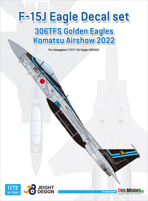 DEFモデル JD72007 1/72 F-15J 306SQ 小松航空祭 2022 - マーベリックスペシャル デカールセット(ハセガワ用)