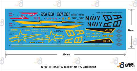 DEFモデル JD72014 1/72 F-14A VF-33 デカールセット(アカデミー用)