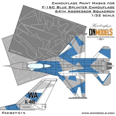 DNモデル 32/827-015 1/32 F-16C ブルースプリンターアグレッサー 迷彩塗装マスク(タミヤ用)