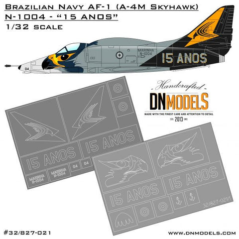 DNモデル 32/827-021 1/32 15周年記念 ブラジル海軍 A-4 スカイホーク ペイントマスクセット(ハセガワ,トランペッター, ミニクラフト用)