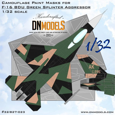 DNモデル 32/827-023 1/32 F-16C BDU用迷彩塗装マスク グリーン スプリンター アグレッサー(タミヤ用)