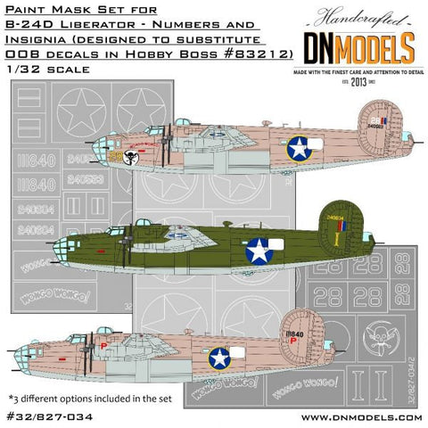 DNモデル 32/827-034 1/32 B-24D リベレーター ナンバー&記章 ペイントマスクセット(ホビーボス用)