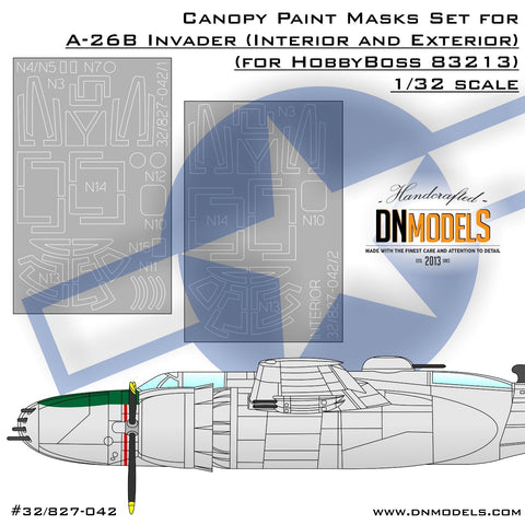DNモデル 32/827-042 1/32 A-26B インベーダー用キャノピーペイントマスクセット(内装・外装)(ホビーボス 83213用)