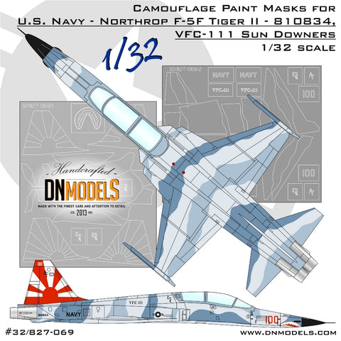 DNモデル 32/827-069 1/32 F-5F タイガー II VFC-111 サンダウナーズ迷彩&記章塗装マスク(全キット用)
