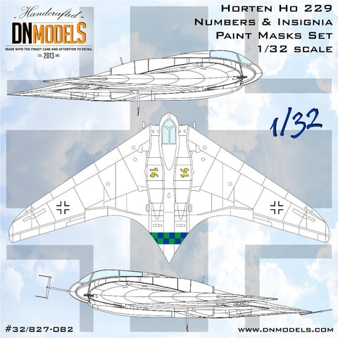 DNモデル 32/827-082 1/32 ホルテン Ho 229 記章&番号 ペイントマスクセット