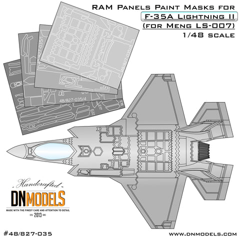 DNモデル 48/827-035 1/48 RAMパネル,F-35A ライトニング II用ペイントマスク(モンモデル LS-007, LS-008用)