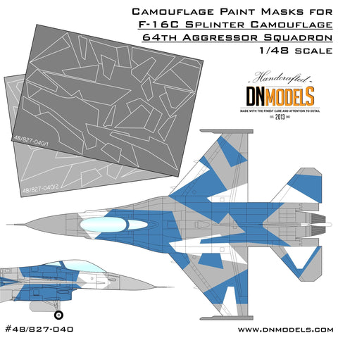 DNモデル 48/827-040 1/48 F-16C ブルースプリンターアグレッサー用迷彩塗装マスク(タミヤ用)