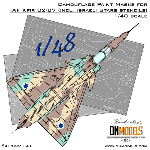 DNモデル 48/827-041 1/48 IAI クフィルC2/C7 迷彩ペイントマスク + イスラエルの星のステンシル(AMK 88001-A用)