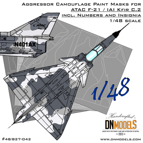 DNモデル 48/827-042 1/48 ATACアグレッサーF-21/Kfir C.2迷彩塗装マスク+ナンバー&記章(AMK 88001-A用)