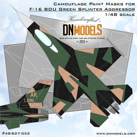 DNモデル 48/827-052 1/48 F-16C BDU用迷彩塗装マスク グリーン スプリンター アグレッサー(タミヤ用)