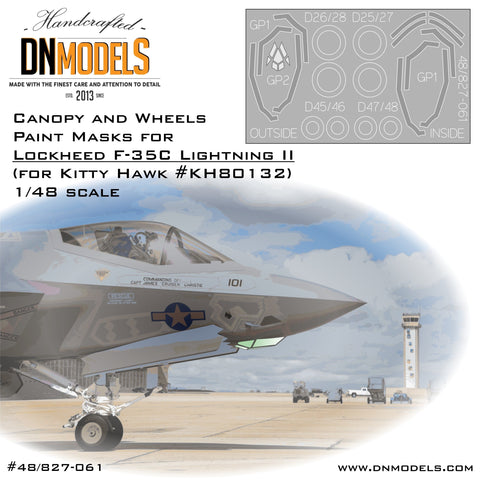 DNモデル 48/827-061 1/48 F-35C キティホーク ライトニング II 用キャノピー,ホイール,EOTS ペイントマスクセット(キティホーク KH80132用)