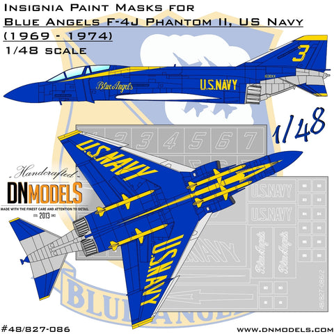 DNモデル 48/827-086 1/48 アメリカ海軍 ブルーエンジェルス F-4J ファントムII 記章塗装マスクセット(全キット用)