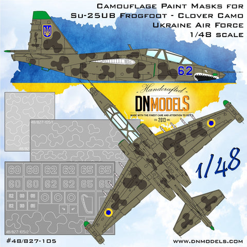 DNモデル 48/827-105 1/48 Su-25UB フロッグフット ウクライナクローバー迷彩塗装マスクセット(全キット用)