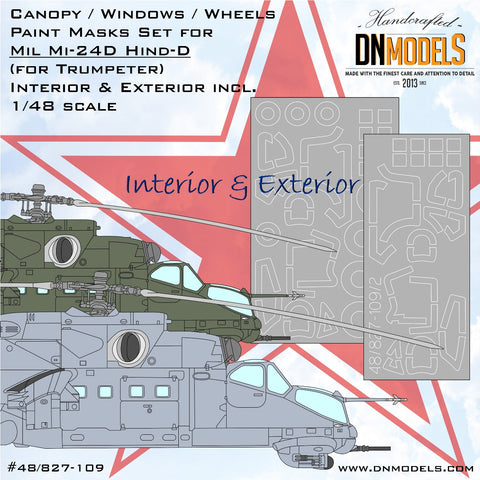 DNモデル 48/827-109 1/48 Mil Mi-24D Hind-D キャノピーとホイール インテリア&エクステリア(トランペッター 05812 用)