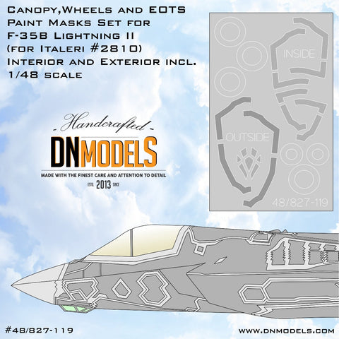 DNモデル 48/827-119 1/48 F-35B ライトニング II キャノピー,ホイール,EOTS ペイントマスクセット(イタレリ 2810用)