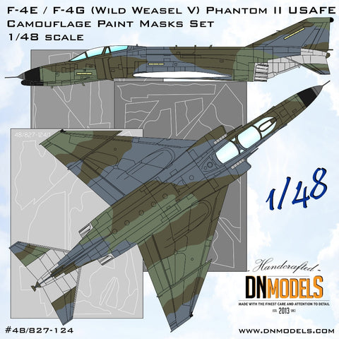 DNモデル 48/827-124 1/48 F-4E / F-4G ワイルド・ウィーゼル V ファントム II USAFE 迷彩塗装マスクセット(造形村,モンモデル,ハセガワ F-4E,RF-4C,RF-4E ファントム IIキット用)