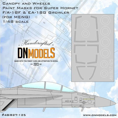 DNモデル 48/827-125 1/48 スーパーホーネット キャノピー&ホイール F/A-18F & EA-18G グラウラー ペイントマスクセット(モンモデル用)