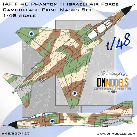 DNモデル 48/827-127 1/48 F-4E ファントム II IAF イスラエル空軍 迷彩塗装マスクセット(造形村,モンモデル,ハセガワ F-4E,RF-4C,RF-4E ファントム IIキット用)