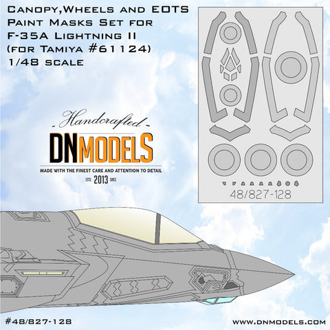 DNモデル 48/827-128 1/48 F-35A ライトニング II キャノピー,ホイール,EOTS ペイントマスクセット(タミヤ 61124用)