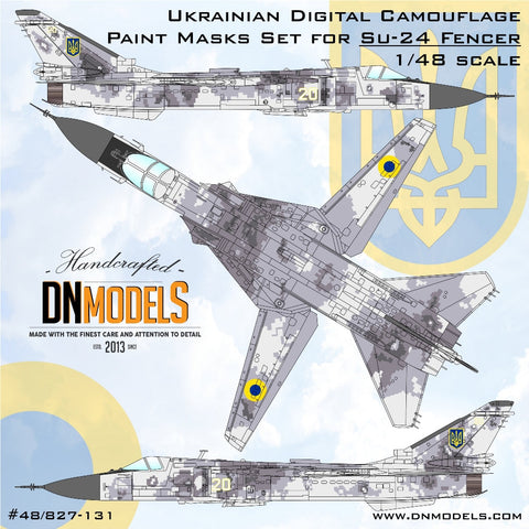 DNモデル 48/827-131 1/48 Su-24 フェンサー ウクライナ デジタル迷彩 & 記章ペイントマスクセット(トランペッター用)