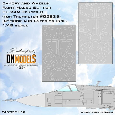 DNモデル 48/827-132 1/48 Su-24 フェンサー キャノピー&ホイール ペイントマスクセット(トランペッター 02835用)