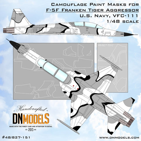 DNモデル 48/827-151 1/48 F-5F フランケンタイガー アグレッサー アメリカ海軍 VFC-111 迷彩塗装マスク(全キット用)