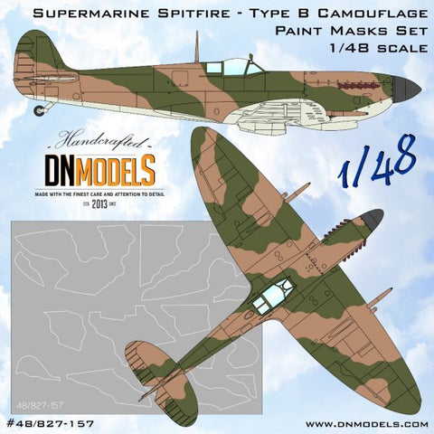 DNモデル 48/827-157 1/48 スーパーマリン スピットファイア タイプB 迷彩塗装マスクセット(全キット用)