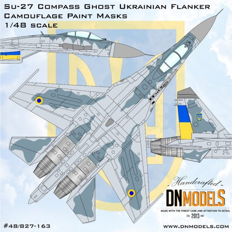 DNモデル 48/827-163 1/48 Su-27 コンパスゴースト ウクライナ フランカー 迷彩塗装マスクセット(ホビーボス,グレートウォールホビー,アカデミー, エデュアルド用)