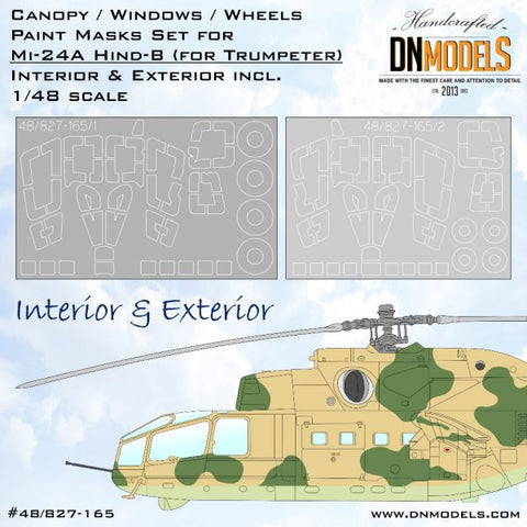 DNモデル 48/827-165 1/48 Mi-24A Hind B キャノピー,窓,ホイール ペイントマスクセット(トランペッター 05828用)